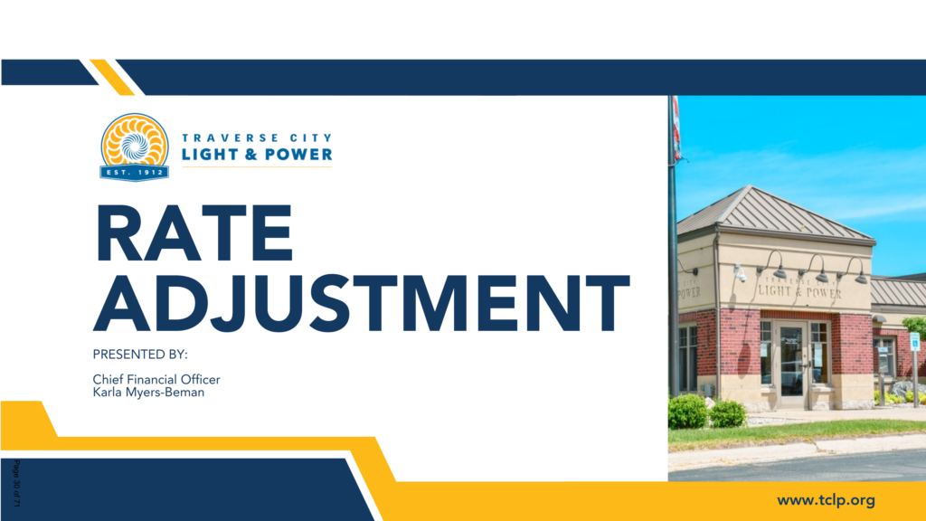 Traverse City Light & Power rate adjustment presentation for August 2026